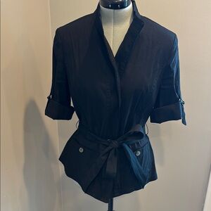 White House Black Market Women's lightweight jacket with Belted Waist